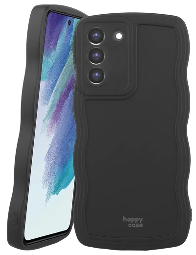 HappyCase Wavy Samsung Galaxy S21 FE Hoesje TPU Back Cover Zwart afbeelding 1