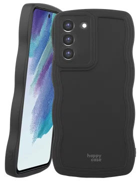 HappyCase Wavy Samsung Galaxy S21 FE Hoesje TPU Back Cover Zwart