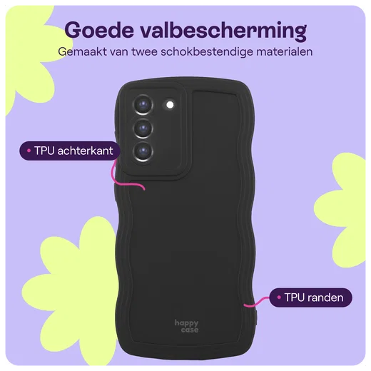 HappyCase Wavy Samsung Galaxy S21 FE Hoesje TPU Back Cover Zwart afbeelding 3
