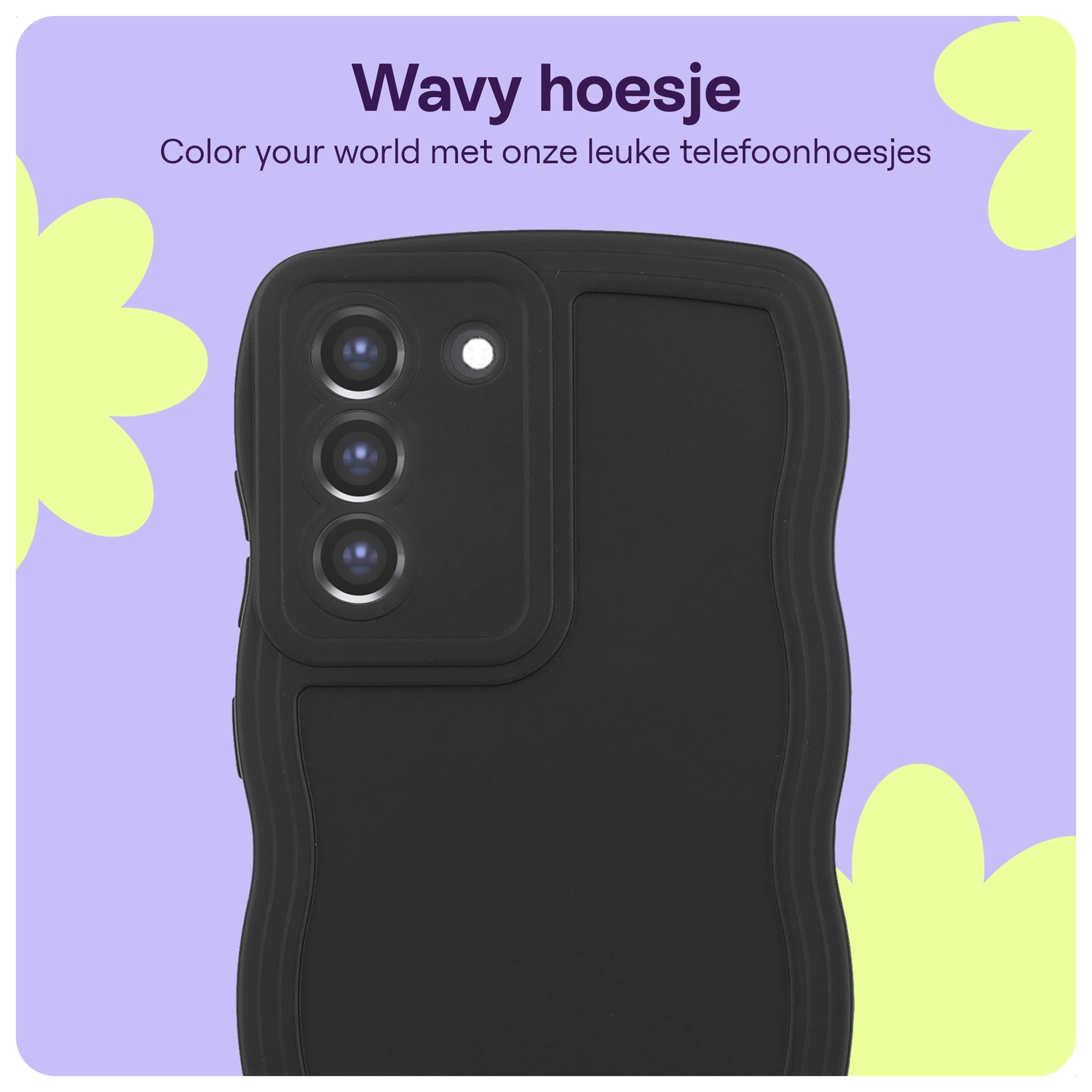 HappyCase Wavy Samsung Galaxy S21 FE Hoesje TPU Back Cover Zwart afbeelding 4