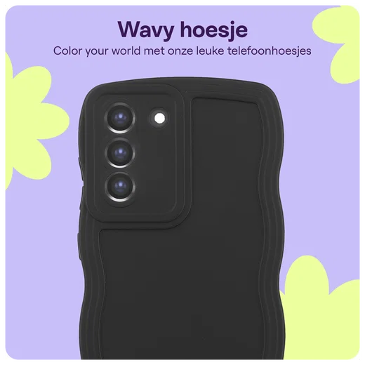 HappyCase Wavy Samsung Galaxy S21 FE Hoesje TPU Back Cover Zwart afbeelding 4