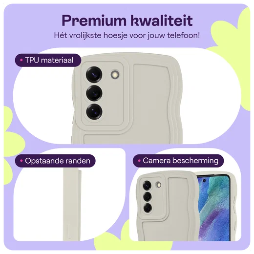 HappyCase Wavy Samsung Galaxy S21 FE Hoesje TPU Back Cover Beige afbeelding 2