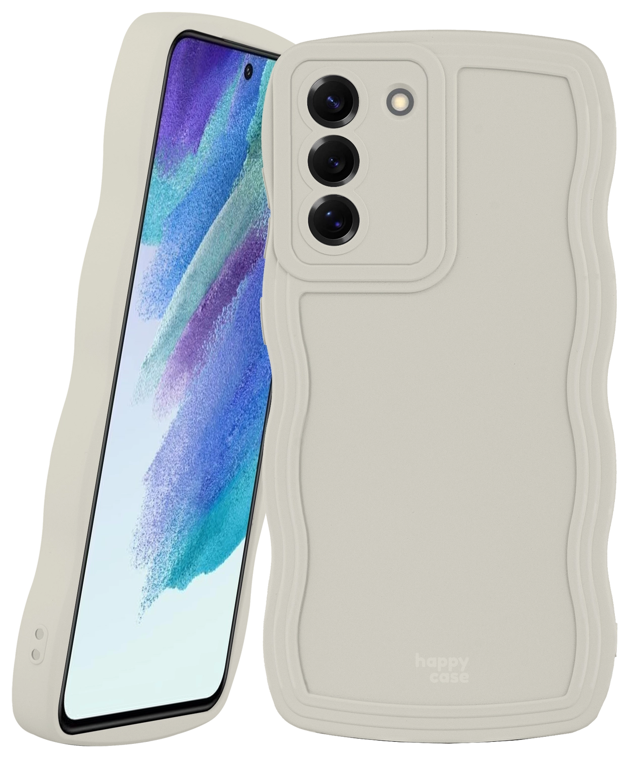HappyCase Wavy Samsung Galaxy S21 FE Hoesje TPU Back Cover Beige afbeelding 1