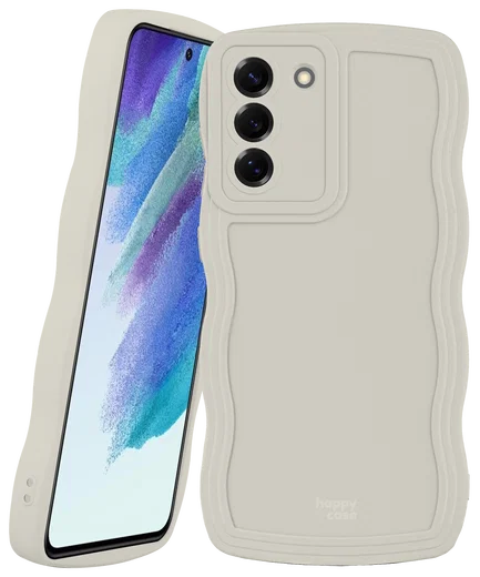 HappyCase Wavy Samsung Galaxy S21 FE Hoesje TPU Back Cover Beige afbeelding 1