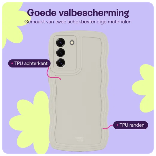 HappyCase Wavy Samsung Galaxy S21 FE Hoesje TPU Back Cover Beige afbeelding 3