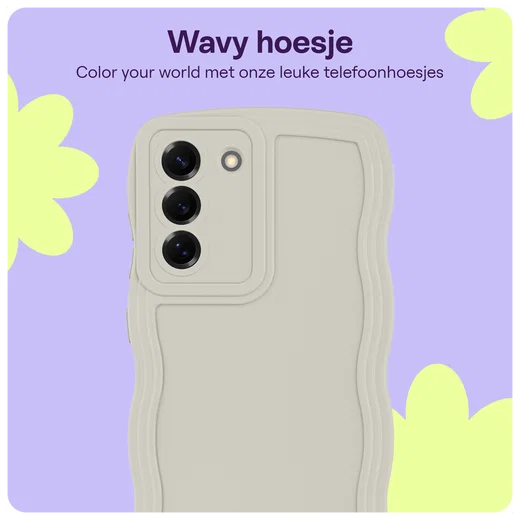 HappyCase Wavy Samsung Galaxy S21 FE Hoesje TPU Back Cover Beige afbeelding 4