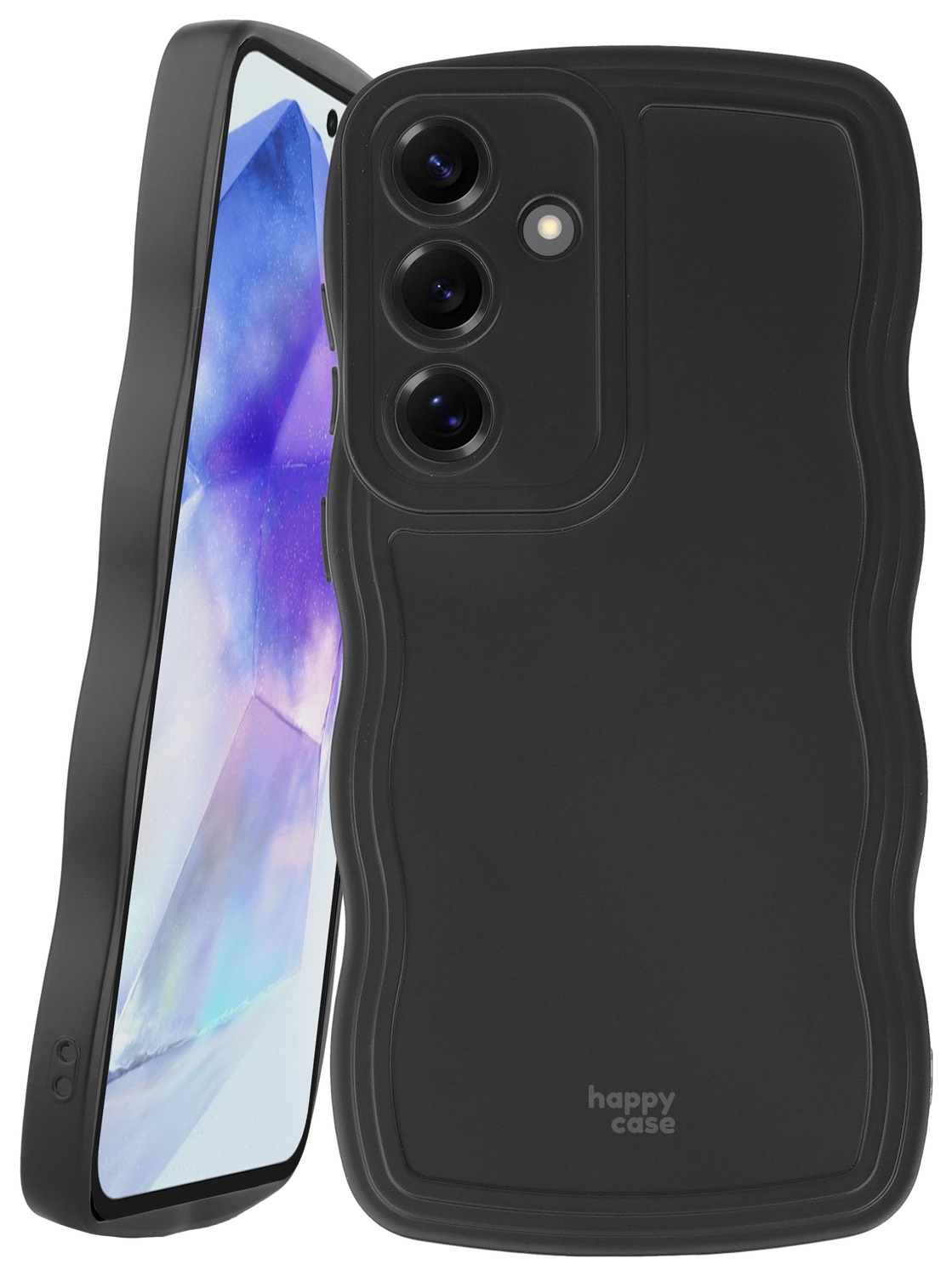 HappyCase Wavy Samsung Galaxy A55 Hoesje TPU Back Cover Zwart afbeelding 11
