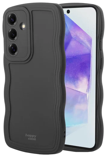 HappyCase Wavy Samsung Galaxy A55 Hoesje TPU Back Cover Zwart afbeelding 1