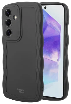 HappyCase Wavy Samsung Galaxy A55 Hoesje TPU Back Cover Zwart
