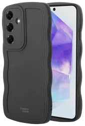 HappyCase Wavy Samsung Galaxy A55 Hoesje TPU Back Cover Zwart afbeelding
