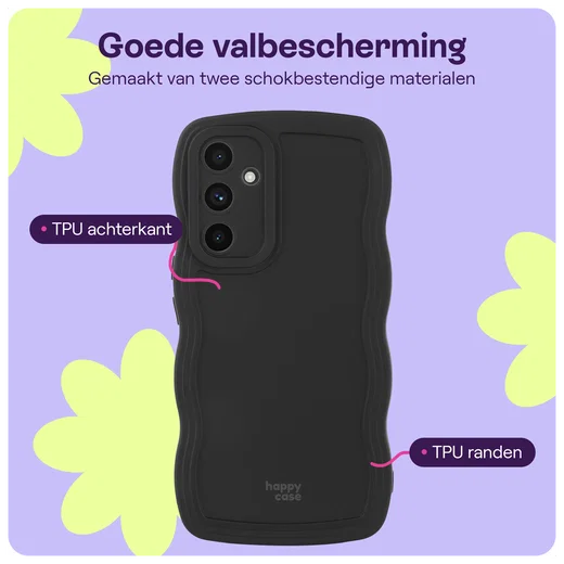 HappyCase Wavy Samsung Galaxy A55 Hoesje TPU Back Cover Zwart afbeelding 3