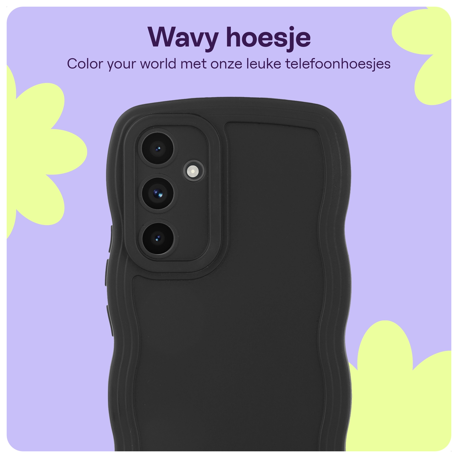 HappyCase Wavy Samsung Galaxy A55 Hoesje TPU Back Cover Zwart afbeelding 4