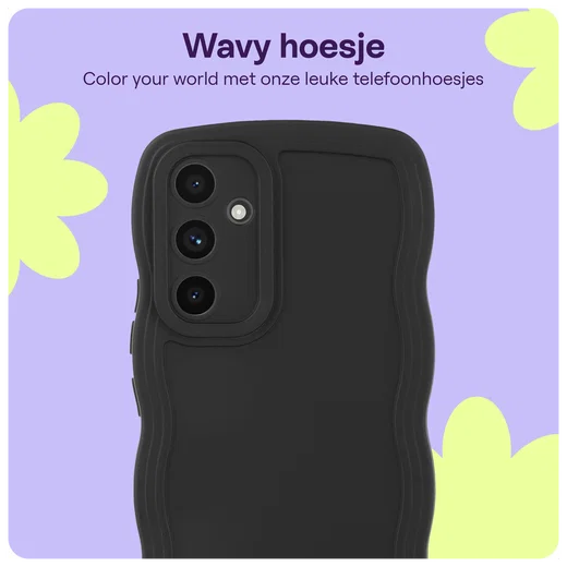 HappyCase Wavy Samsung Galaxy A55 Hoesje TPU Back Cover Zwart afbeelding 4