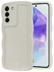 HappyCase Wavy Samsung Galaxy A55 Hoesje TPU Back Cover Beige afbeelding