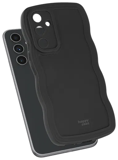 HappyCase Wavy Samsung Galaxy A54 Hoesje TPU Back Cover Zwart afbeelding 2