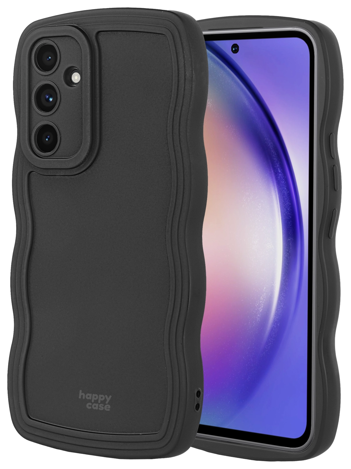 HappyCase Wavy Samsung Galaxy A54 Hoesje TPU Back Cover Zwart afbeelding 10