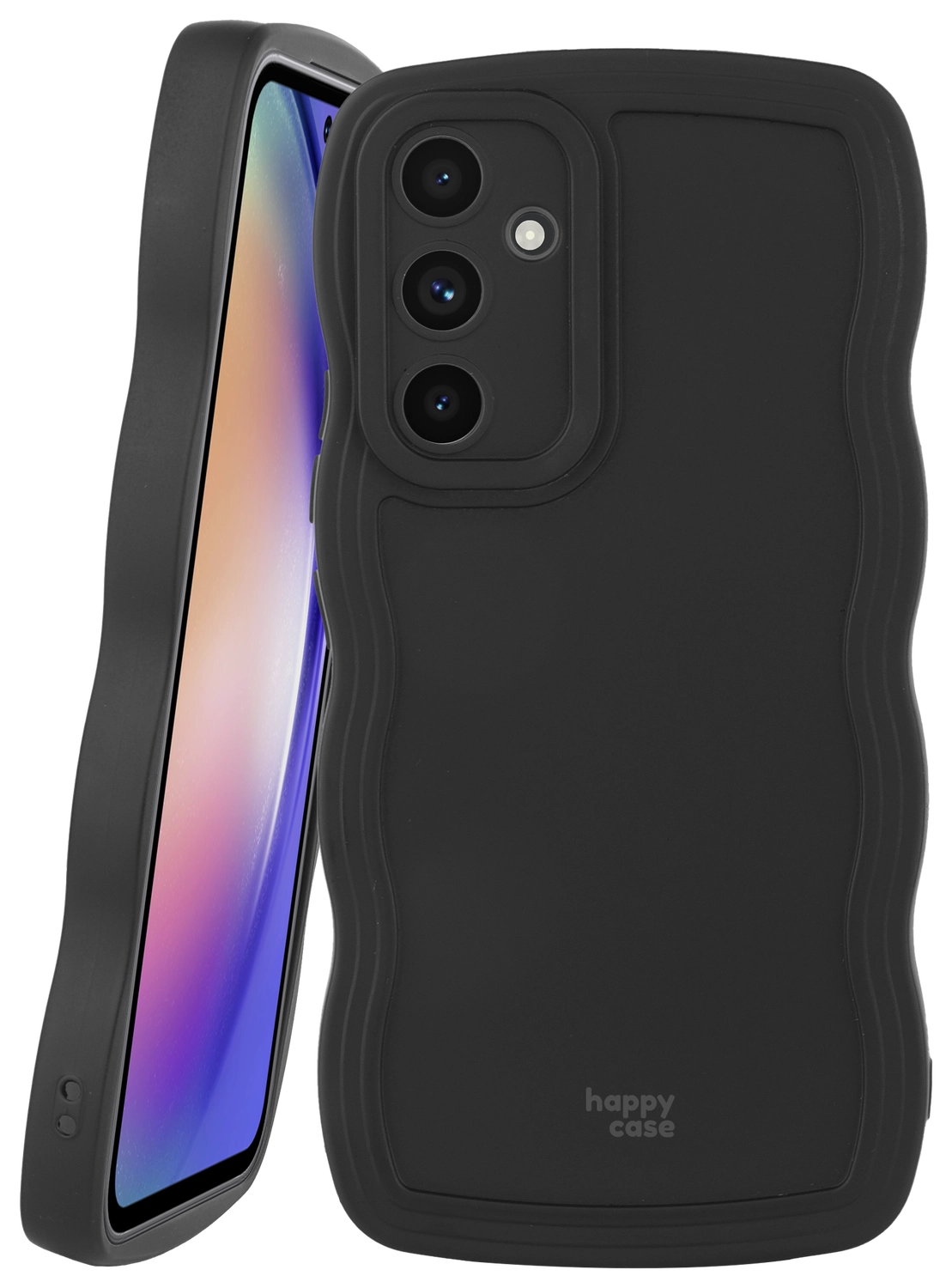 HappyCase Wavy Samsung Galaxy A54 Hoesje TPU Back Cover Zwart afbeelding 1