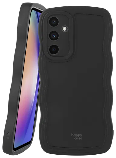 HappyCase Wavy Samsung Galaxy A54 Hoesje TPU Back Cover Zwart afbeelding 1