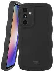 HappyCase Wavy Samsung Galaxy A54 Hoesje TPU Back Cover Zwart afbeelding