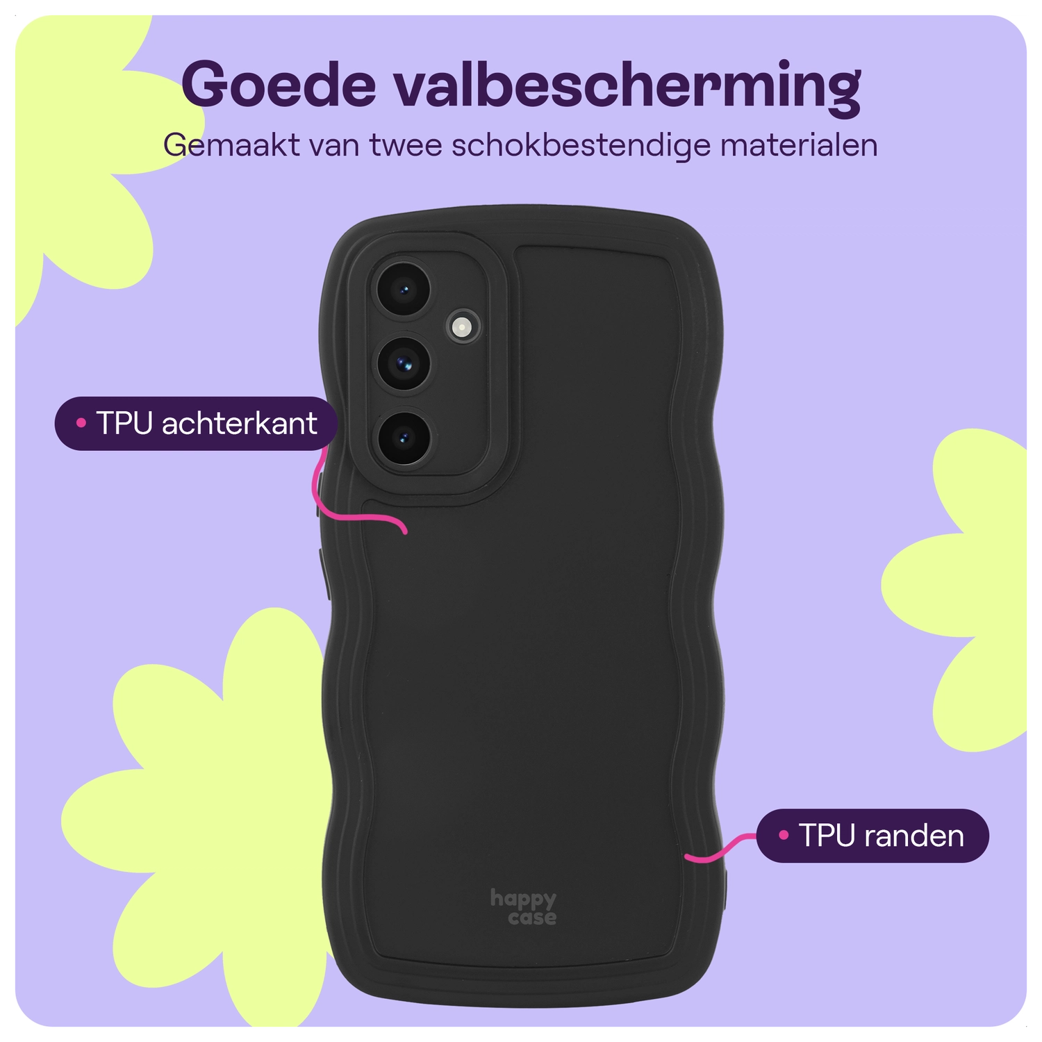 HappyCase Wavy Samsung Galaxy A54 Hoesje TPU Back Cover Zwart afbeelding 4