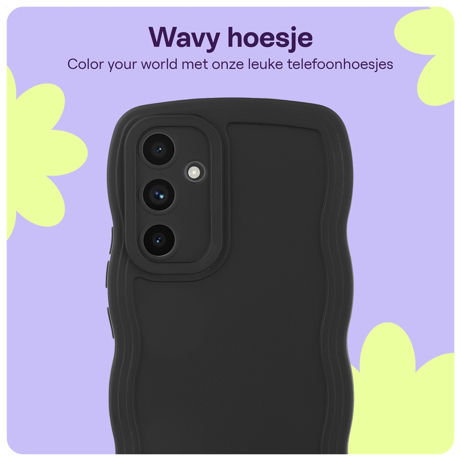 HappyCase Wavy Samsung Galaxy A54 Hoesje TPU Back Cover Zwart afbeelding 5