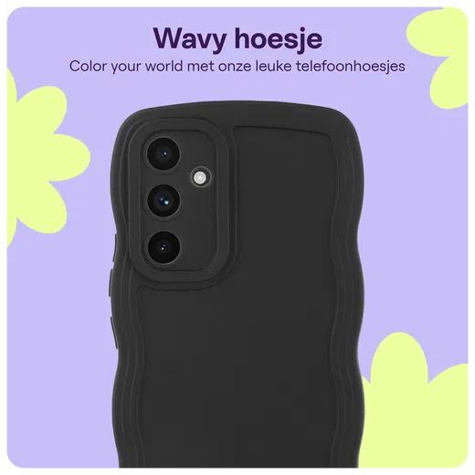 HappyCase Wavy Samsung Galaxy A54 Hoesje TPU Back Cover Zwart afbeelding 5