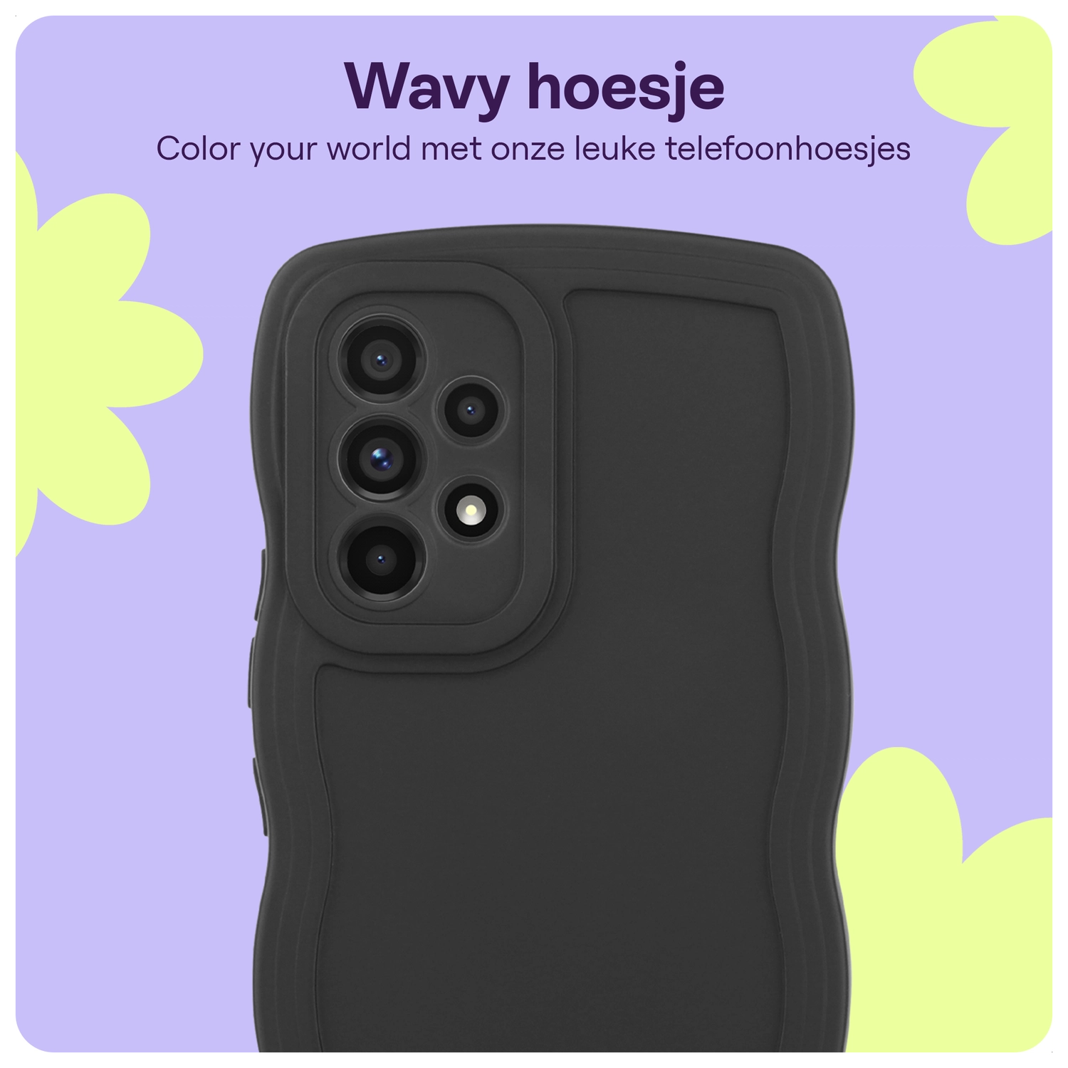 HappyCase Wavy Samsung Galaxy A53 Hoesje TPU Back Cover Zwart afbeelding 4