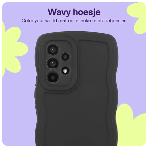 HappyCase Wavy Samsung Galaxy A53 Hoesje TPU Back Cover Zwart afbeelding 4