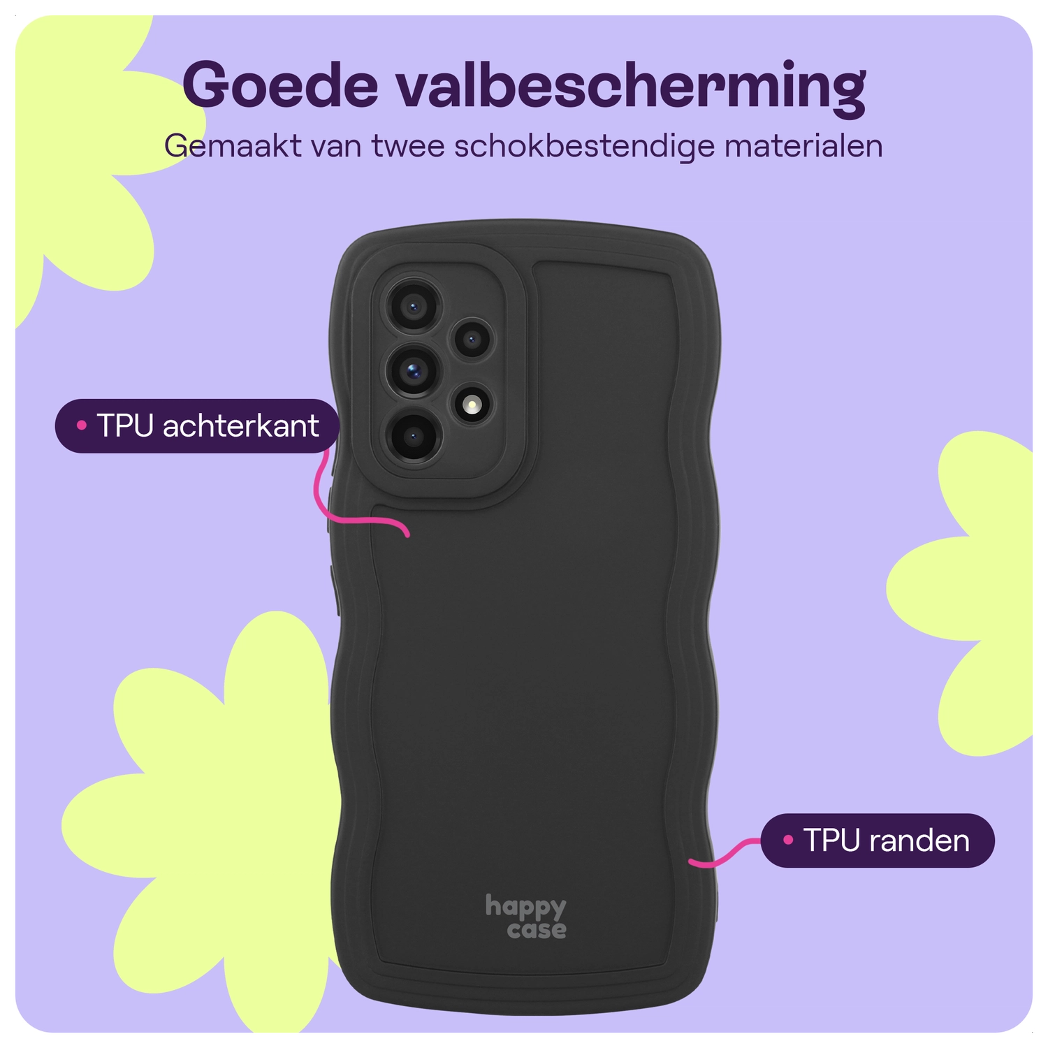 HappyCase Wavy Samsung Galaxy A53 Hoesje TPU Back Cover Zwart afbeelding 5