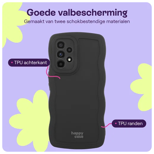 HappyCase Wavy Samsung Galaxy A53 Hoesje TPU Back Cover Zwart afbeelding 5