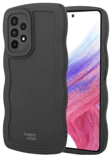 HappyCase Wavy Samsung Galaxy A53 Hoesje TPU Back Cover Zwart afbeelding 2