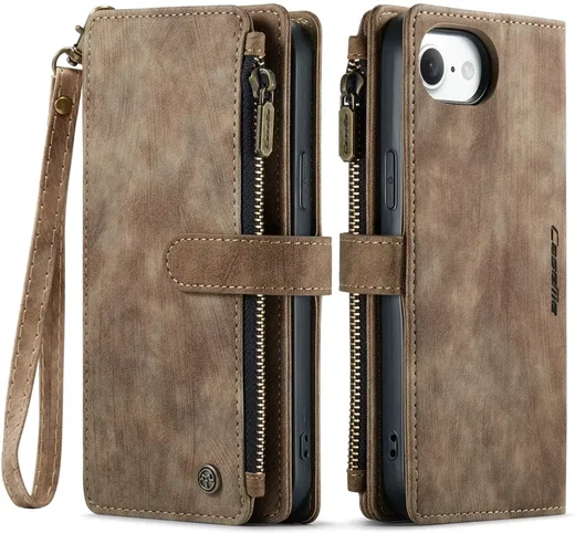 CaseMe C30 Apple iPhone 16e Hoesje Pasjeshouder Book Case Bruin afbeelding 1