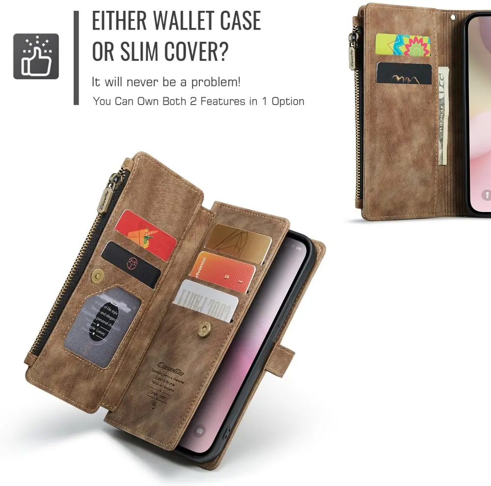 CaseMe C30 Apple iPhone 16e Hoesje Pasjeshouder Book Case Bruin afbeelding 8