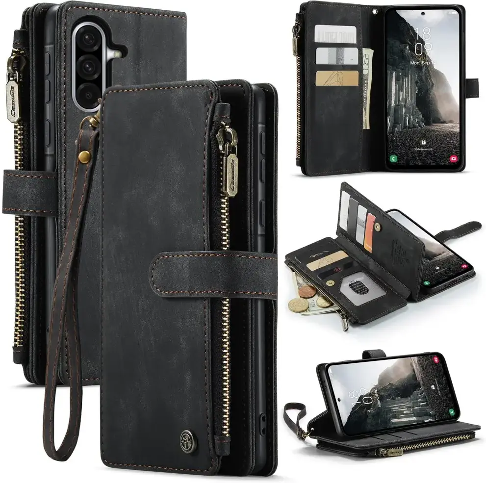 CaseMe C30 Samsung Galaxy A56 Hoesje Pasjeshouder Book Case Zwart afbeelding 2