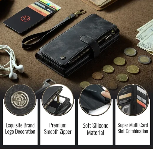 CaseMe C30 Samsung Galaxy A56 Hoesje Pasjeshouder Book Case Zwart afbeelding 3