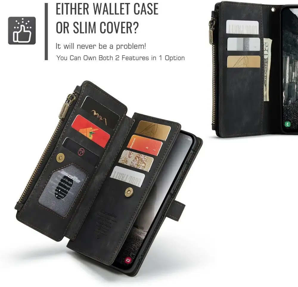 CaseMe C30 Samsung Galaxy A56 Hoesje Pasjeshouder Book Case Zwart afbeelding 8