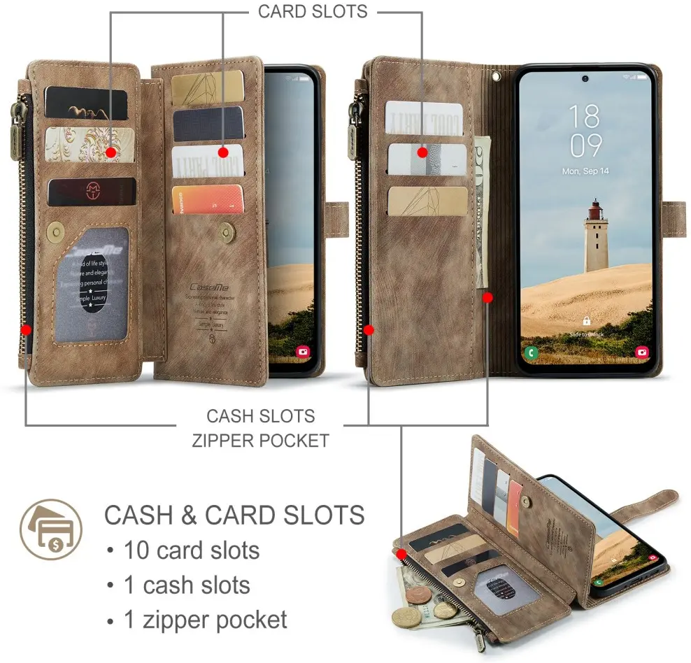 CaseMe C30 Samsung Galaxy A56 Hoesje Pasjeshouder Book Case Bruin afbeelding 5