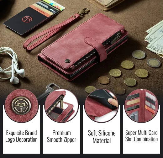 CaseMe C30 Samsung Galaxy A56 Hoesje Pasjeshouder Book Case Rood afbeelding 3