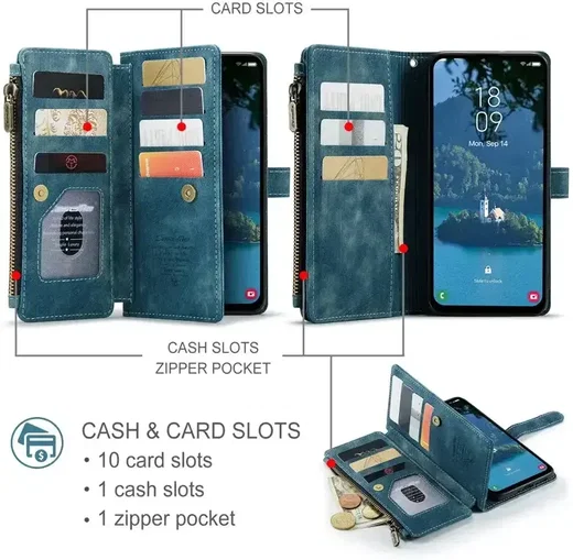 CaseMe C30 Samsung Galaxy A56 Hoesje Pasjeshouder Book Case Blauw afbeelding 4