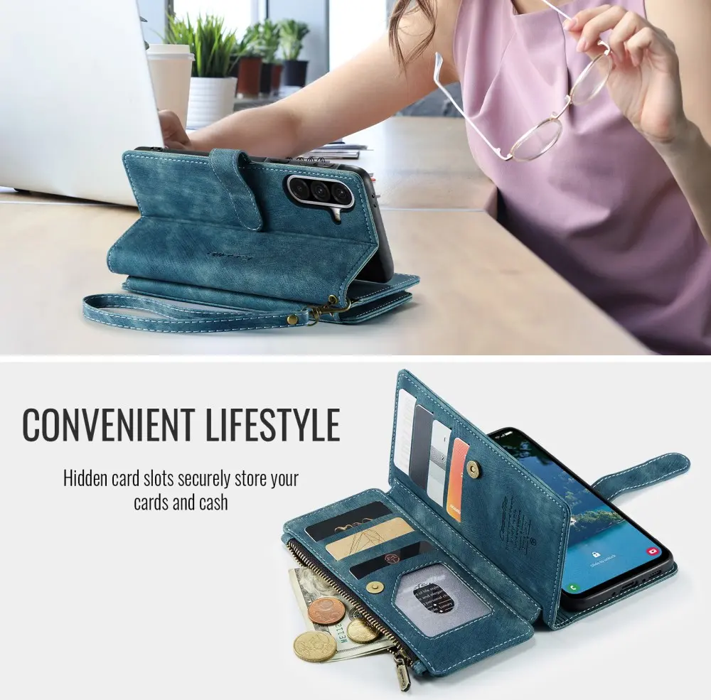 CaseMe C30 Samsung Galaxy A56 Hoesje Pasjeshouder Book Case Blauw afbeelding 7