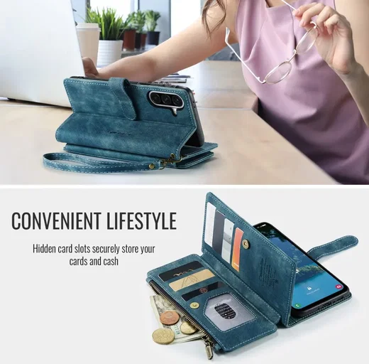 CaseMe C30 Samsung Galaxy A56 Hoesje Pasjeshouder Book Case Blauw afbeelding 7