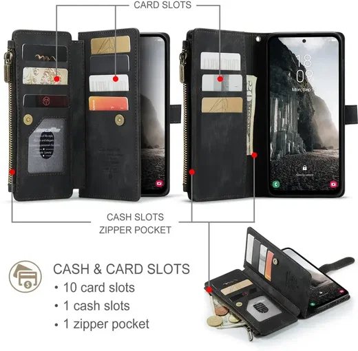 CaseMe C30 Samsung Galaxy A36 Hoesje Pasjeshouder Book Case Zwart afbeelding 3