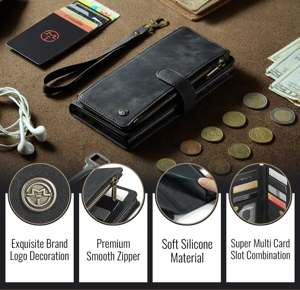 CaseMe C30 Samsung Galaxy A36 Hoesje Pasjeshouder Book Case Zwart afbeelding 5