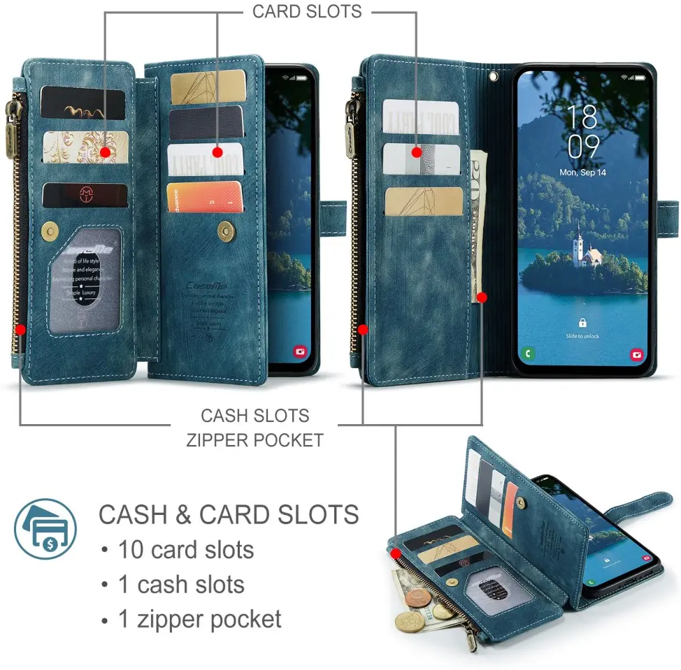 CaseMe C30 Samsung Galaxy A36 Hoesje Pasjeshouder Book Case Blauw afbeelding 3