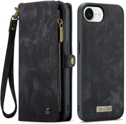 CaseMe 008 Apple iPhone 17e / 16e Hoesje 2-in-1 Book Case en Back Cover Zwart afbeelding