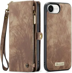 CaseMe 008 Apple iPhone 17e / 16e Hoesje 2-in-1 Book Case en Back Cover Bruin afbeelding