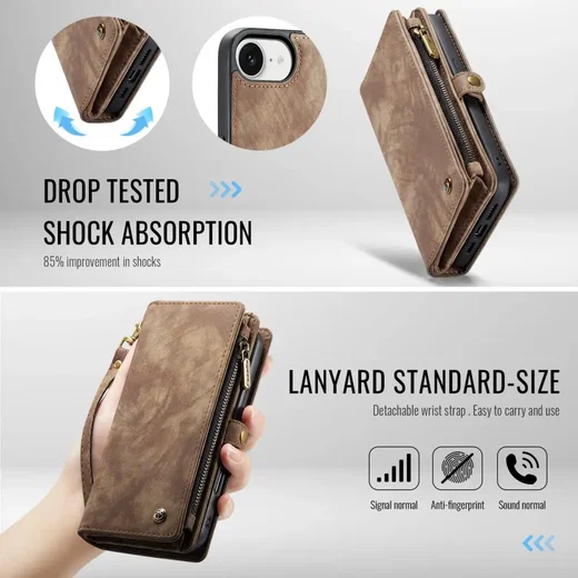 CaseMe 008 Apple iPhone 17e / 16e Hoesje 2-in-1 Book Case en Back Cover Bruin afbeelding 7