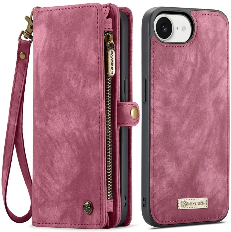 CaseMe 008 Apple iPhone 17e / 16e Hoesje 2-in-1 Book Case en Back Cover Rood afbeelding 1