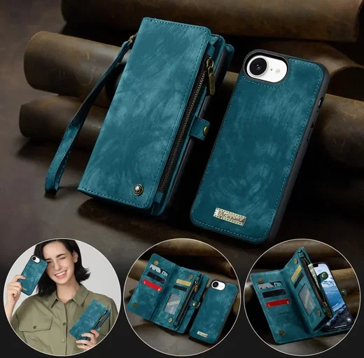 CaseMe 008 Apple iPhone 17e / 16e Hoesje 2-in-1 Book Case en Back Cover Blauw afbeelding 6