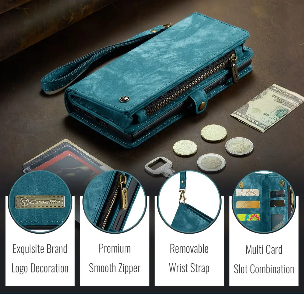 CaseMe 008 Apple iPhone 17e / 16e Hoesje 2-in-1 Book Case en Back Cover Blauw afbeelding 9
